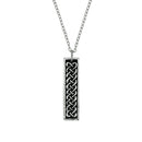 Celtic Bar Pendant with intricate knotwork design, showcasing the word 'SCOTLAND' etched on the back.