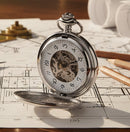 Elegant Kensington Mechanical Pocket Watch in Sgian Dubh Co presentation box, showcasing its prestige and craftsmanship.