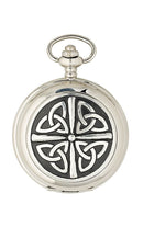 Close-up of the Celtic 2 Piece Quartz Pocket Watch showcasing the intricate details and half hunter design.