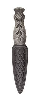 Thistle Daywear Sgian Dubh featuring a real black leather sheath and intricate details.
