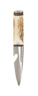 Staghorn Bottle Opener Sgian Dubh With Walnut, presented in a stylish black box from The Sgian Dubh Co.