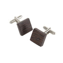 Wenge Wood Cufflinks - Choose Your Shape showcased in a Sgian Dubh Co presentation box, perfect for gifts.