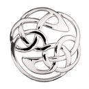 Lindisfarne Plaid Brooch displayed on a kilt outfit, showcasing its unique plaid design and 3-inch diameter.