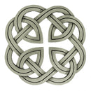 Close-up view of the Eternal Interlace Plaid Brooch, highlighting its intricate plaid pattern and elegant pewter finish.