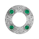 Dancers Celtic Plaid Brooch showcasing high-quality pewter craftsmanship and intricate thistle detailing.