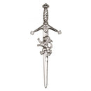 Claidhmhor with Lion Kilt Pin displayed against a textured background, showcasing its intricate design and craftsmanship by Art Pewter. Perfect accessory for any kilt outfit.