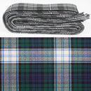 Wool Strip Ribbon in Black Watch Dress Tartan, showcasing five strips in varying widths for crafting and decorating weddings, featuring a rustic charm with raw edges.