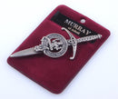 Clan Crest Pewter Kilt Pin featuring the Murray of Atholl Crest, beautifully crafted with an antique palladium finish, perfect for adding a touch of Scottish heritage to your outfit.
