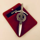 Clan Crest Pewter Kilt Pin with Bell Crest showcasing the intricate design and antique palladium finish, perfect for adding a traditional touch to your kilt.