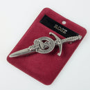 Clan Crest Pewter Kilt Pin with Rose Crest featuring an antique palladium finish, elegantly crafted in Scotland with traditional pewter for kilt accessories.