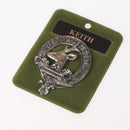 Keith Clan Crest Badge in Pewter showcasing the traditional design with belted crest, perfect for displays of clan pride