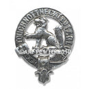 MacPherson Clan Crest Badge in Pewter featuring a traditional Scottish design, perfect for showing clan pride.