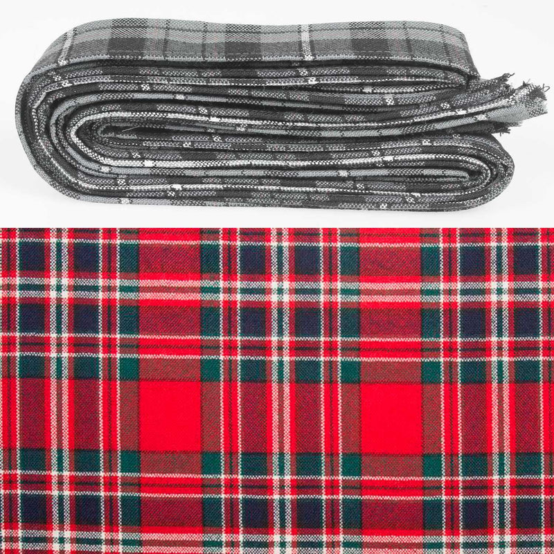 Wool Strip Ribbon in MacFarlane Red Modern Tartan - 5 Strips, Choose your Width