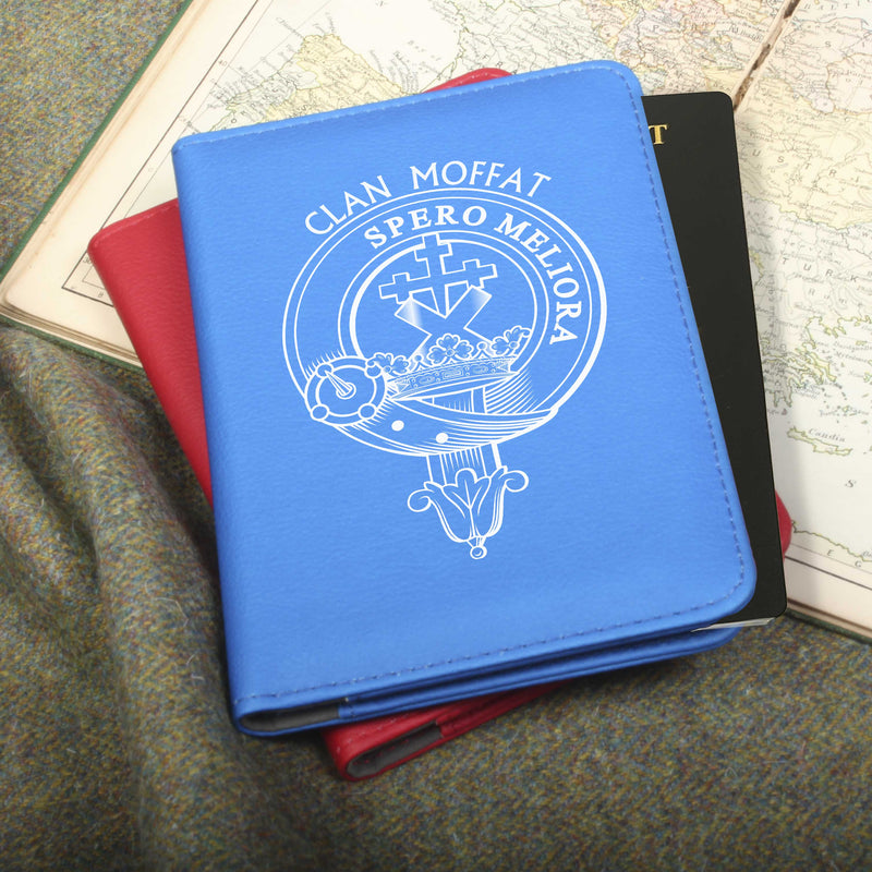 Moffat Clan Crest Leather Passport Cover