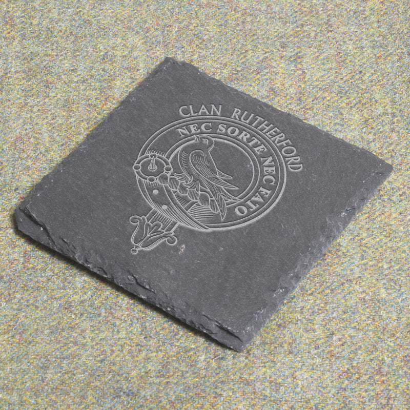 Rutherford Clan Crest Slate Coaster