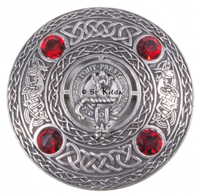 Murray Clan Crest Pewter Plaid Brooch