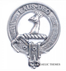 Arbuthnot Clan Crest Badge in Pewter showcasing intricate design details, perfect for cap or brooch pin wear.