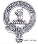 Baird Clan Crest Badge in Pewter - A stylish cap badge or brooch pin designed with a traditional belted clan crest, perfect for clan gatherings and everyday wear.