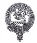 Baxter Clan Crest Badge in Pewter, featuring a traditional belted design perfect for wear at clan gatherings or as a cap badge.