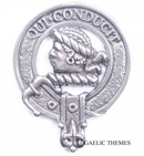 Borthwick Clan Crest Badge in Pewter showcasing traditional belted design, ideal for wearing as a cap badge or large brooch pin.