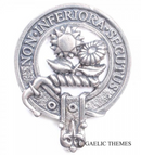 Buchan Clan Crest Badge in Pewter displayed, showcasing the traditional belted design for clan gatherings and everyday wear