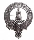 Ged Clan Crest Badge in Pewter showcasing the traditional belted design, perfect for everyday wear or clan gatherings, approximately 2" x 2.5".