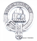 Haig Clan Crest Badge in Pewter, featuring a traditional belted design symbolizing clan membership, ideal for cap or brooch wear.