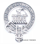 MacDonald of Clanranald Clan Crest Badge in Pewter, featuring the traditional belted design, ideal for everyday wear or clan gatherings, size approximately 2" x 2.5".