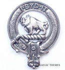 Nesbit Clan Crest Badge in Pewter displayed on a white background, showcasing its traditional belted design. Perfect for everyday wear or clan gatherings.
