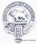 Pollock Clan Crest Badge in Pewter - Stylish pewter badge with traditional belted clan design, perfect for everyday wear or clan events.