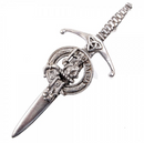 Clan Crest Pewter Kilt Pin with Bannerman Crest, featuring an antique palladium finish, perfect for adding Scottish heritage style.