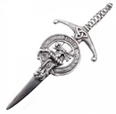Clan Crest Pewter Kilt Pin with Brodie Crest, showcasing an antique palladium finish and traditional Scottish design, perfect for adding a distinctive touch to any kilt.