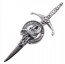 Clan Crest Pewter Kilt Pin featuring the Campbell of Breadalbane Crest with antique palladium finish, handcrafted in Scotland.
