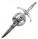 Clan Crest Pewter Kilt Pin featuring the Elphinstone Crest, beautifully crafted with an antique palladium finish, perfect for showcasing Scottish heritage.