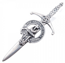 Clan Crest Pewter Kilt Pin with Hannay Crest showcasing its antique palladium finish, crafted in Scotland with over 200 clan crests available.