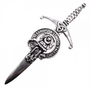 Clan Crest Pewter Kilt Pin featuring the Kinnaird crest, beautifully crafted in Scotland with an antique finish, perfect for adding a traditional touch to your kilt.