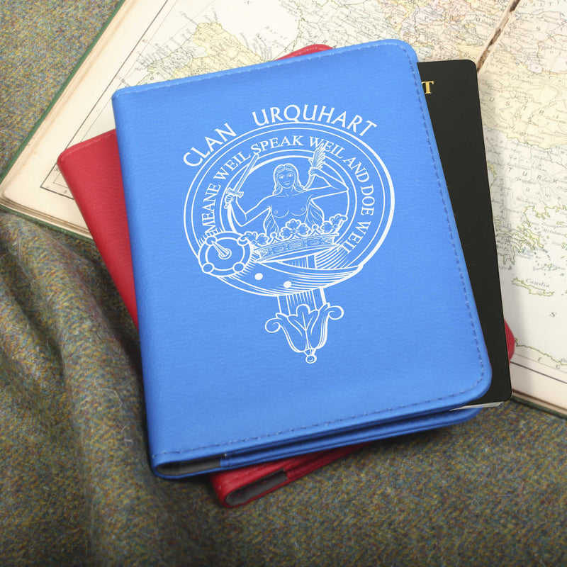 Urquhart Clan Crest Leather Passport Cover