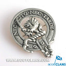 Bannatyne Clan Crest Badge in Pewter, perfect for everyday wear and clan gatherings, featuring a traditional belted design and a strong locking safety pin.