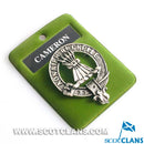 Cameron Clan Crest Badge in Pewter, showcasing its intricate design and quality craftsmanship, perfect for displaying clan heritage.