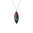 Handcrafted Heathergems Long Oval Pendant showcasing unique heather gem on a simple silver chain, perfect for jewelry lovers.