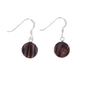Heathergems Circle Drop Earrings handcrafted in Scotland, showcasing unique Scottish design with a 10mm diameter in sterling silver, perfect as a personal gift.