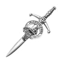 Clan Crest Pewter Kilt Pin with Schaw of Sauchie Crest