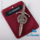 Clan Crest Pewter Kilt Pin featuring the Lumsden Crest, showcasing its antique palladium finish and traditional Scottish craftsmanship.