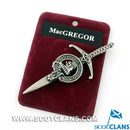Clan Crest Pewter Kilt Pin with MacGregor Crest, showcasing traditional Scottish craftsmanship and an antique palladium finish.