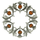 Antique Scottish Thistle Plaid Brooch - Small Stones