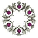 Antique Scottish Thistle Plaid Brooch - Small Stones