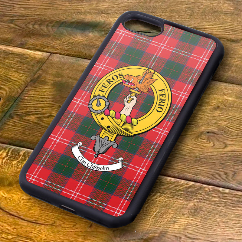 Chisholm Tartan and Clan Crest iPhone Rubber Case