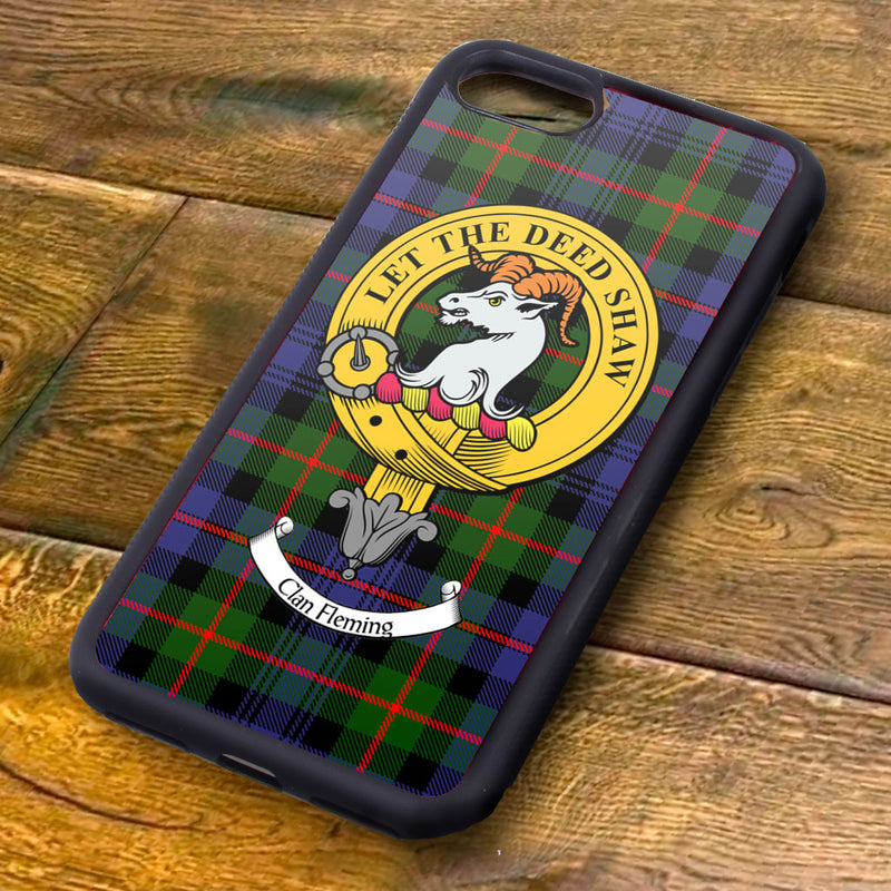 Fleming Tartan and Clan Crest iPhone Rubber Case