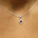 Outlander Inspired Anchor Silver Pendant with Sapphire Coloured Stone