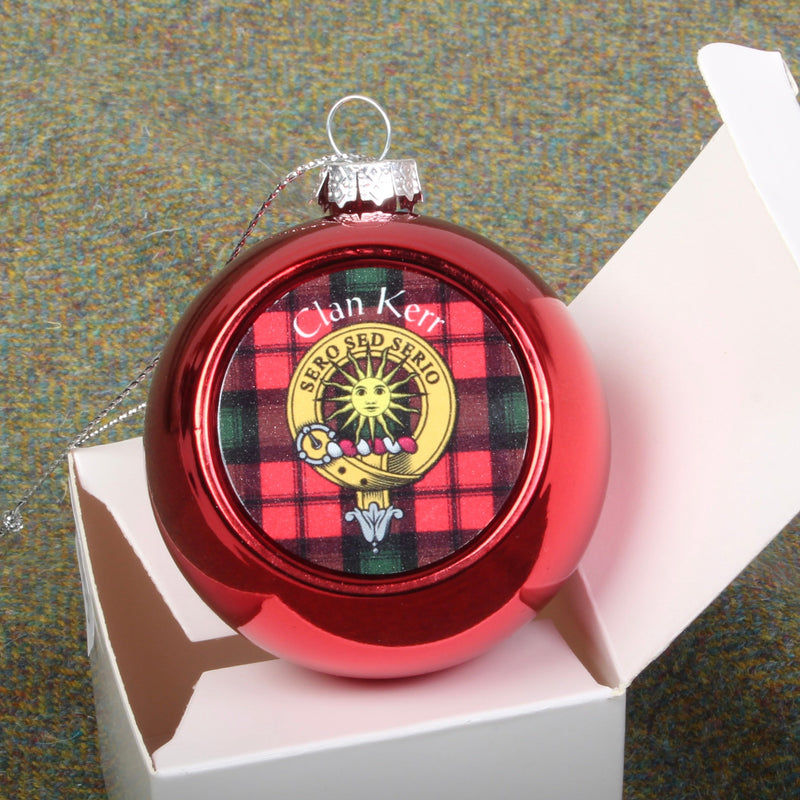 Kerr Clan Crest Christmas Bauble - Small Size